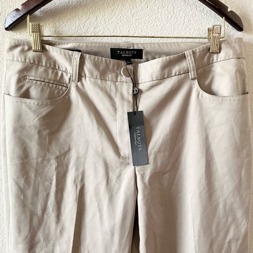 NEW Talbots Beige Minimalist Business Casual Office Signature Boot Trousers 12 - Picture 2 of 7